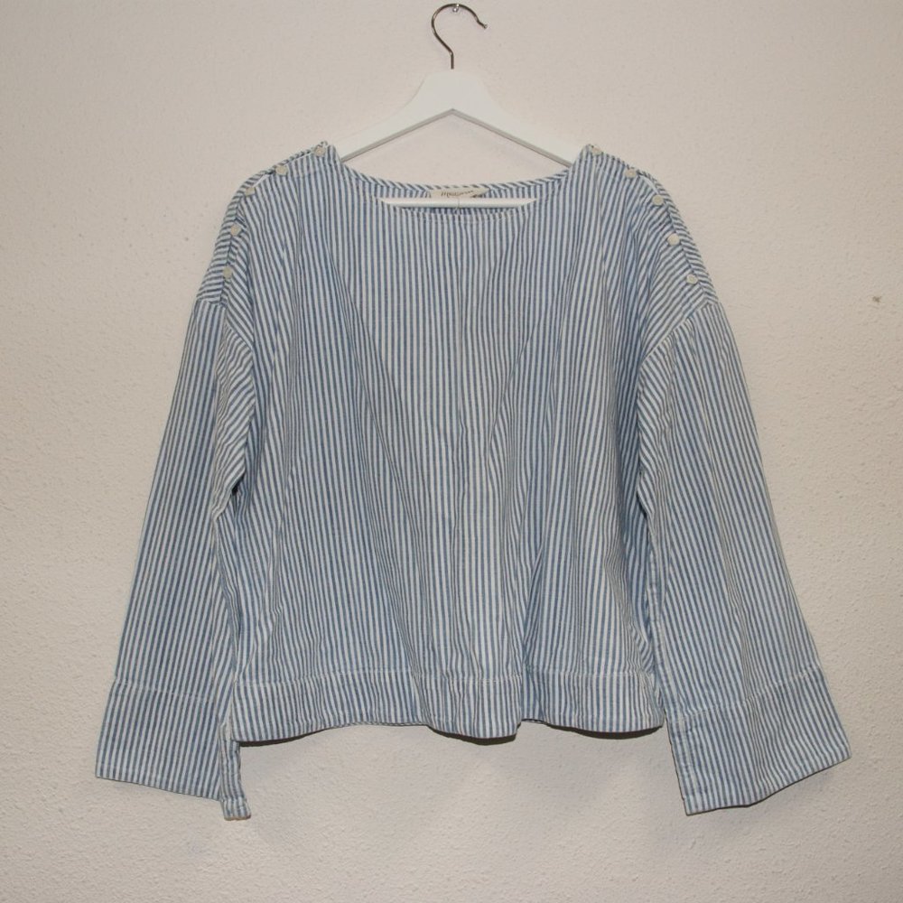 MADEWELL Convertible Chambray Stripe Top sz L - Picture 5 of 12